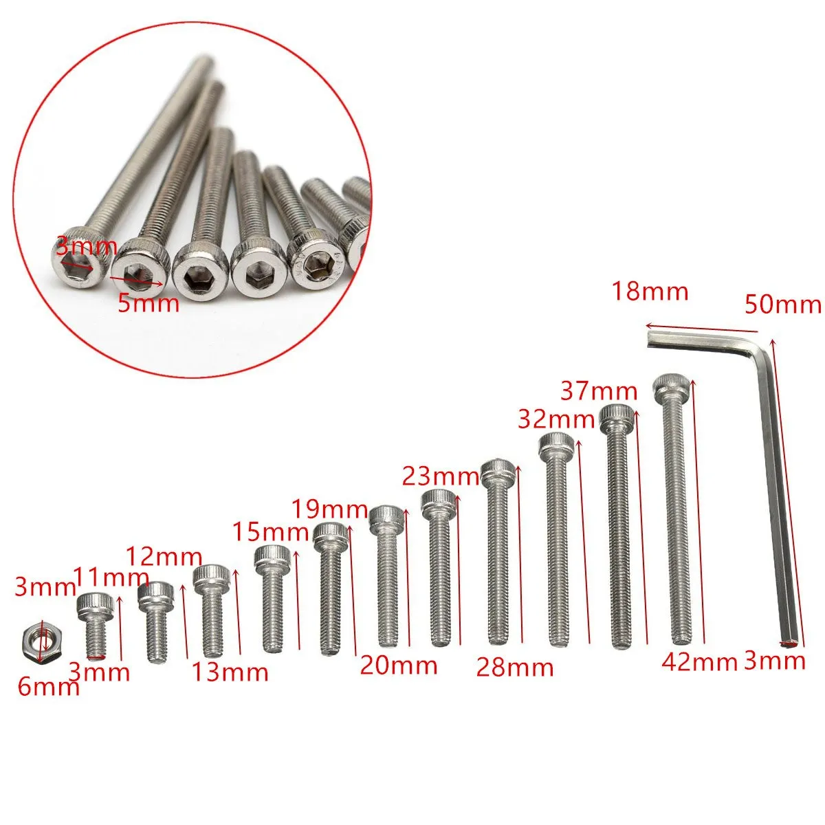 

SULEVE New 442pcs M3SS2 M3 Stainless Steel Allen Bolts Nuts Hex Socket Head Cap Screws Assortment Kit Fastener Hardware