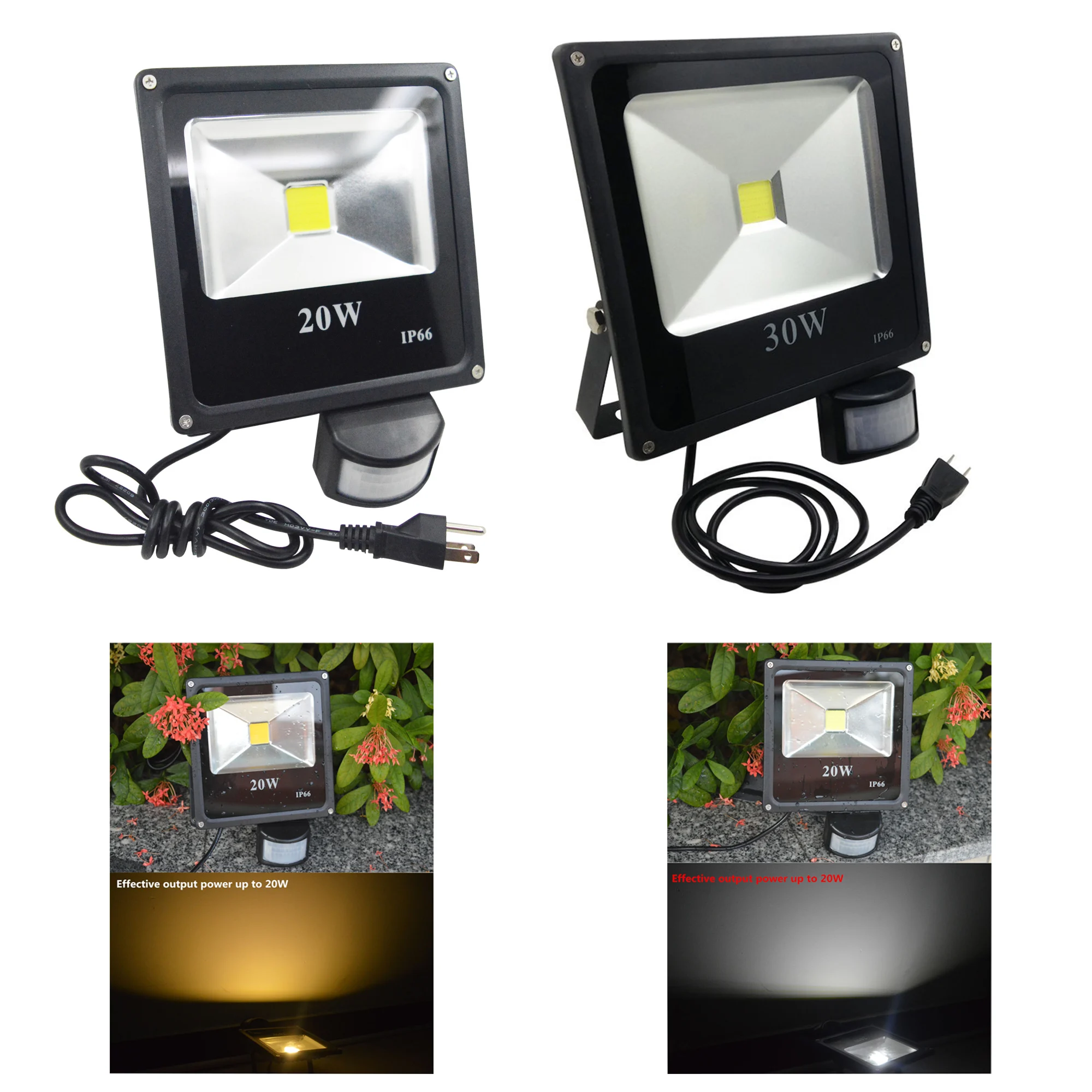 GLW 10W 20W 30W 50W PIR Flood Light IP65 110V 220V Waterproof Ddaylight Led Light Projecteur Led Exterieur Garage Sensor Lamp