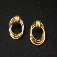 UKMOC панк золотого и серебряного цвета; Цвет геометрический металла серьги-гвоздики для Для женщин мода сплав массивные серьги вrincos бижутерия