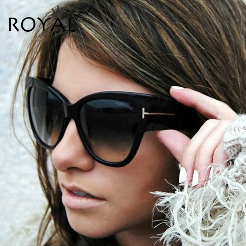 ROYAL GIRL Cat Eye Women Sunglasses Luxury Brand Designer Oversize Acetate Sun Glasses Vintage Sexy Shades Oculos UV400 ss649