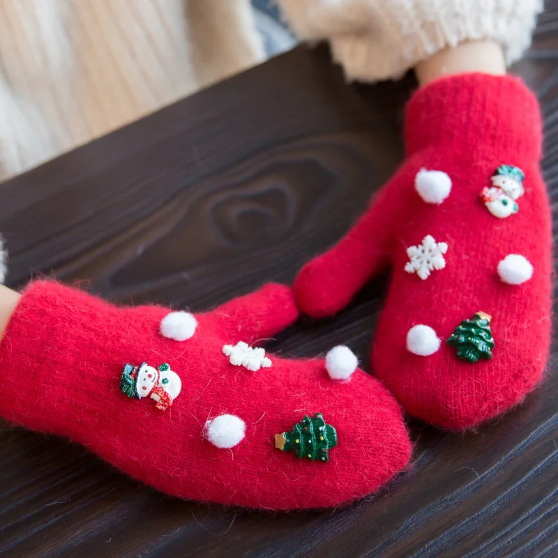Детская Зимние перчатки мультфильм версии митенки для мальчиков и девочек, Детские зимние штаны толстые теплые на шнурке перчатки 4-10Yrs рождественские подарки