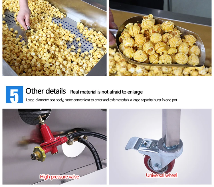 Stainless Steel Commercial Popcorn Machine Gas Large American Spherical Popcorn Machine Flow Spherical Popcorn Machine 1PC