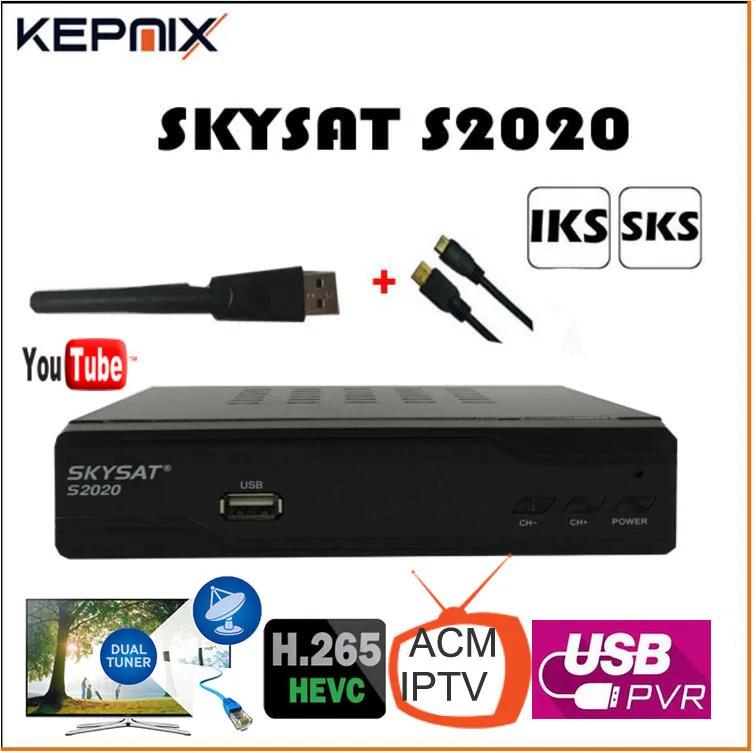 

SKYSAT S2020 Twin Tuner IKS SKS receptor acm IPTV H.265 Satellite Receiver Brazil for south america stable server