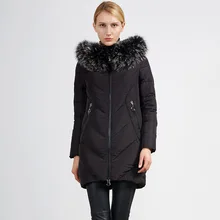 Натуральный енот собака меховой воротник тонкий белый утиный пух куртки женские пуховики Верхняя одежда Осень Зима Новая коллекция