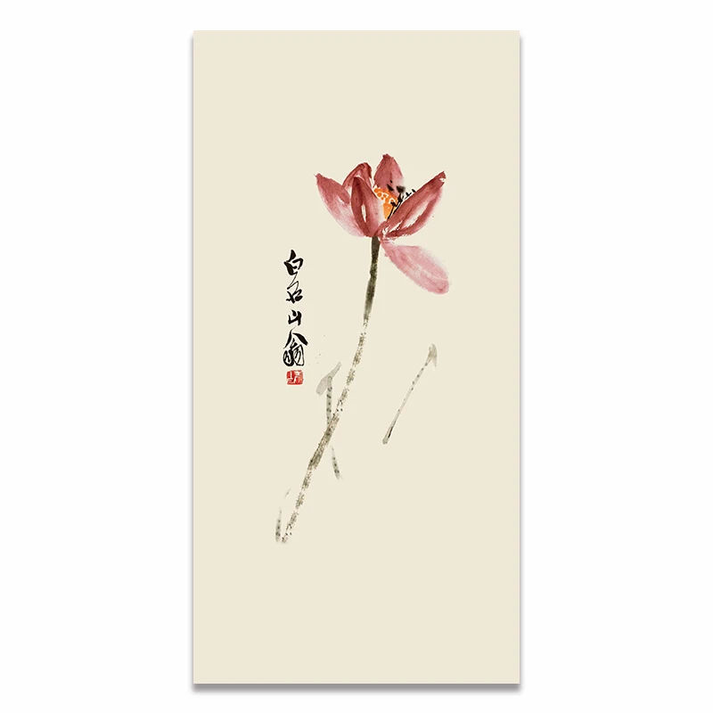 Китайский стиль цветок лотоса водяная Лилия дзен от Qibaishi элегантность плакаты и принты холст живопись настенные картины для гостиной