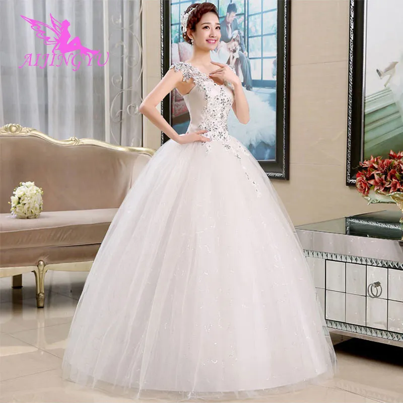 AIJINGYU 2021 V-neck Customized new hot selling cheap ball gown lace up back formal bride dresses wedding dress WU239 | Свадьбы и