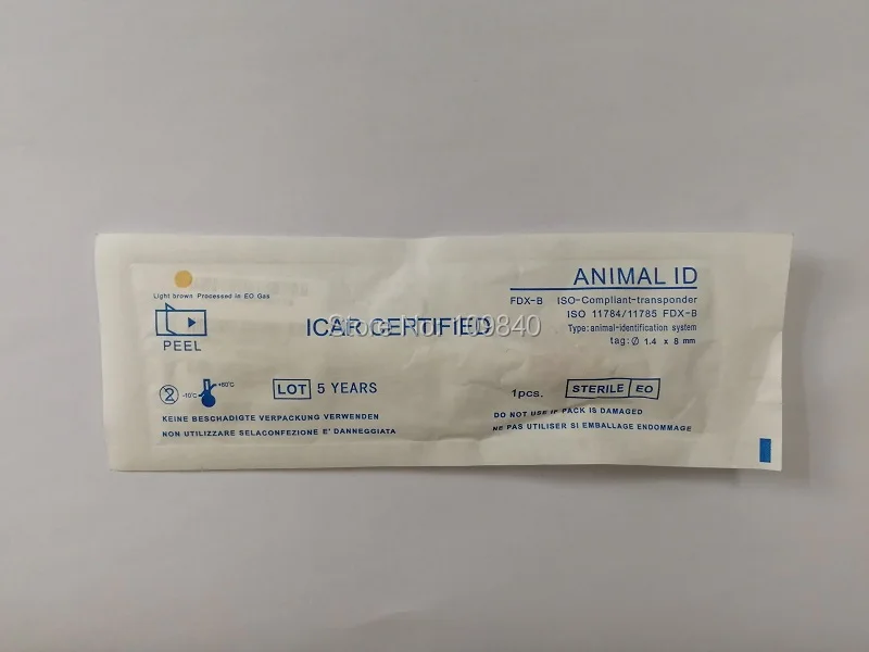 100 шт. 1,4*8 мм ISO11784/785 FDX-B Pet микрочипы кошка собака, змея, Arowana, черепаха, шприц RFID животная