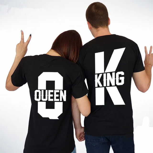 Short Sleeve T Shirts Women Men 2021 Summer New Tops King Queen Casual Loose Couple Clothes White Matching Lovers Unisex T-shirt 3