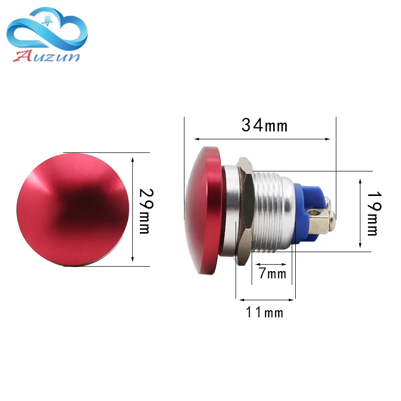 19 мм металлический грибной головкой кнопка автоматического сброса часто открыт красный зеленый сварочный винт для ног ток 5А