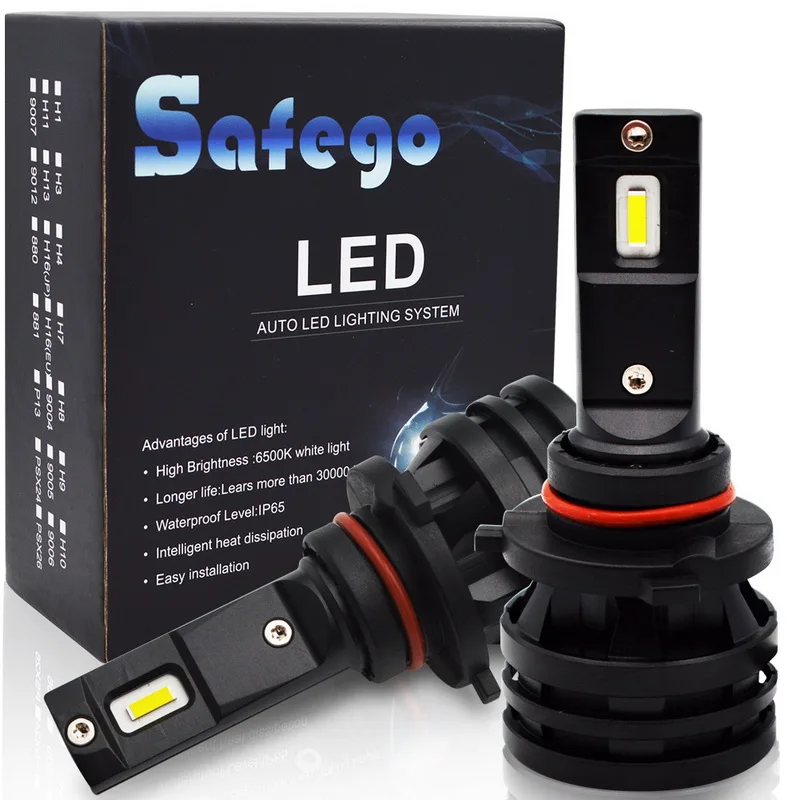 Safego 2 шт. H4 H7 H8 H9 H11 9005 9006 светодиодные лампы фар для автомобиля Белая светодиодная