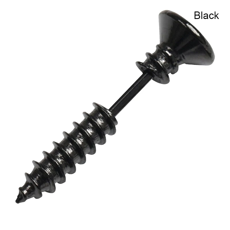 1 шт., маленькие черные Спиральные серьги, женские серьги, ювелирное изделие, панк-рок, винтовые серьги-гвоздики для мужчин#48360 - Окраска металла: Black