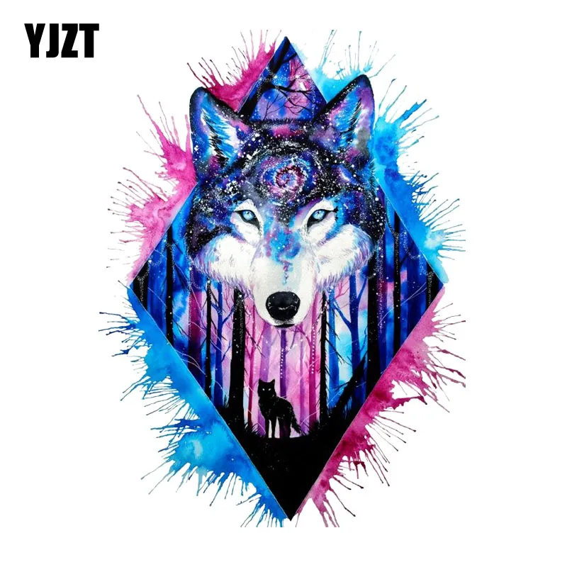 yjzt 113cm154cm interesting galaxy wolf head pvc motorcycle car sticker  1100493