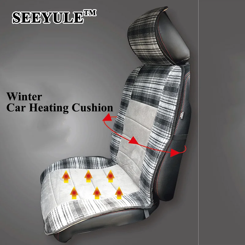

1pc SEEYULE 12V Winter Electric heated Car Seat Heating Cushion Suede Fabric Cover Heater Warmer Cigarette Lighter Plug