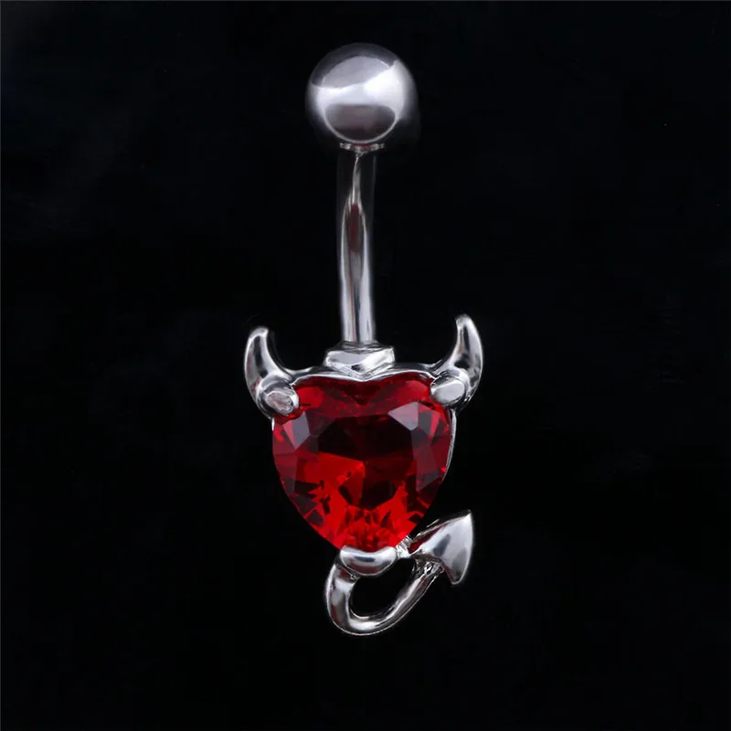 Fashion Red Zircon Stainless Steel Belly Button Rings Crystal Piercing