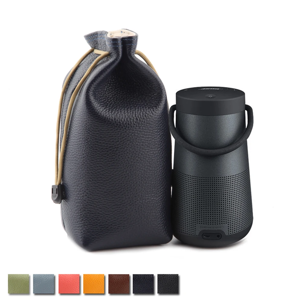 

2019 Top Grain Leather Carry Protective Storage Box Pouch Cover Bag Case for Bose SoundLink Revolve+ Wireless Bluetooth Speaker