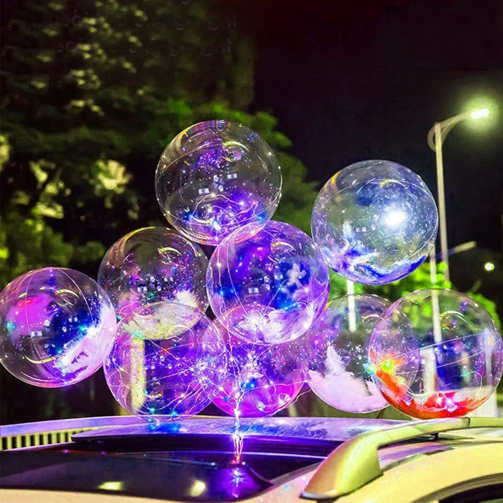 Многоразовые светящиеся светодиодные воздушные шары прозрачные круглые декоративные пузырьки вечерние свадебные