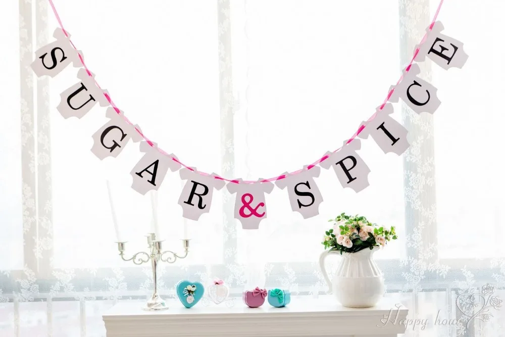 1 X Sugar Spice Banner Baby Shower Sign Garland Kids Birthday