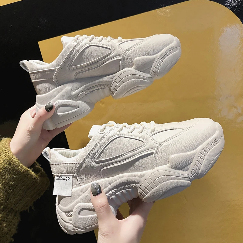 

Chunky Sneakers 2019 Spring White Shoes Woman Sneakers Platform basket femme Sneakers Women zapatos mujer Casual Vulcanize Shoes