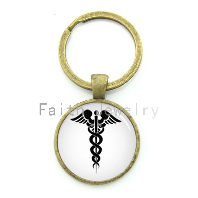 Trendy personalized medical caduceus key chain caduceus medical symbol