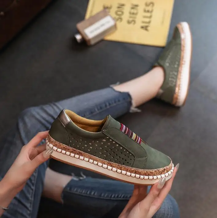 Women Slip-on Mixed Color Loafers Ladies Round Toe Low Top Sneakers Female Platform Casual Shoes Woman Breathable Walking Shoes