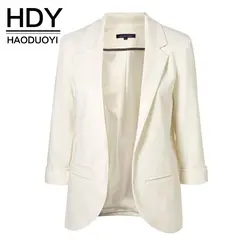 HDY Haoduoyi 2019 демисезонный Slim Fit для женщин официальные пиджаки офисные открытые спереди зубчатый дамы Блейзер Пальто Лидер продаж Мода