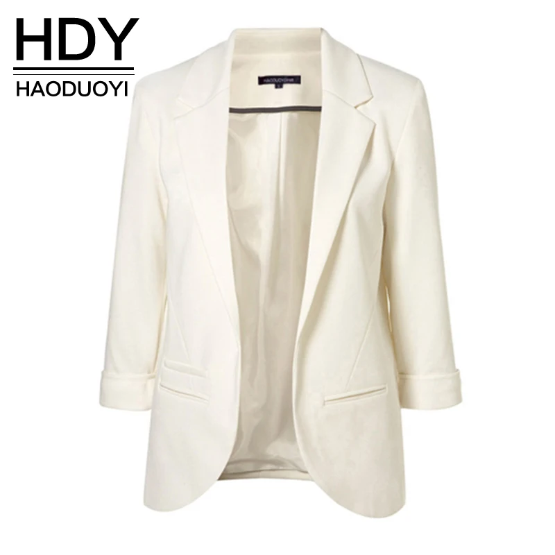 Acheter HDY Haoduoyi 2019 printemps automne Slim Fit femmes vestes formelles bureau travail ouvert avant cranté dames Blazer manteau offre spéciale de mode