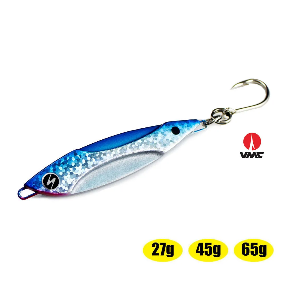 27g 45g 65g Countbass Sea Bass Jigging Lures rigged VMC hook, Vibration Fishing Lure, Metal Lead Fish Jig Bait, Free shipping
