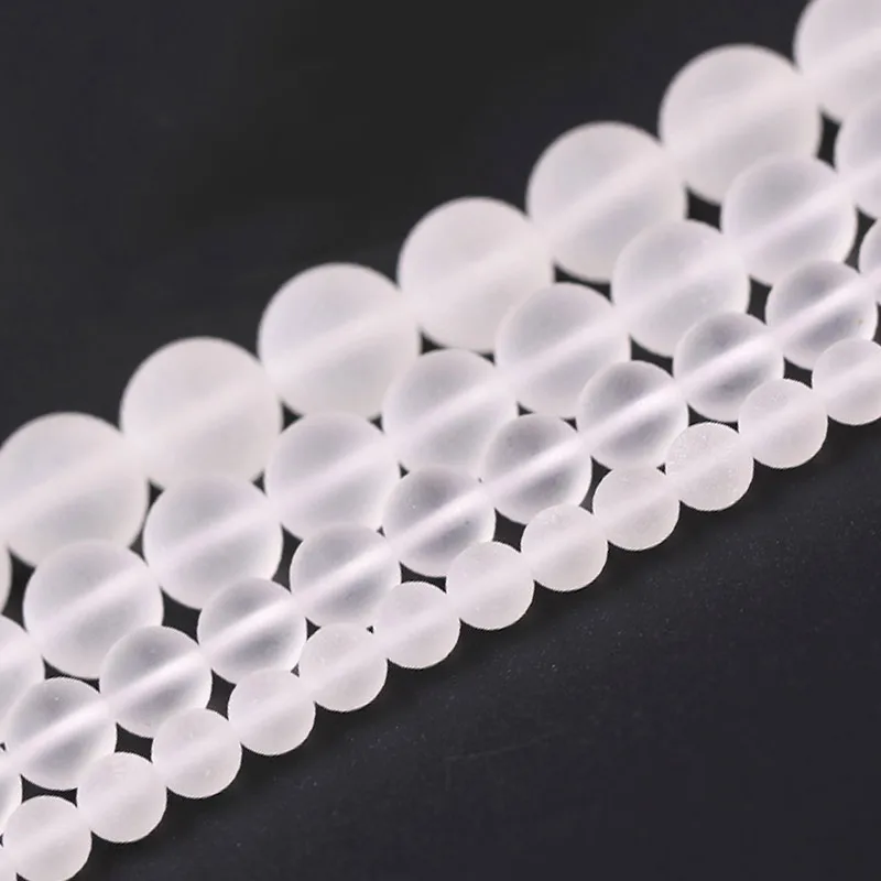 

6-14mm Natural Round Matte Frost White Rock Quartz Beads For Jewelry Making Beads Accessories 15inch DIY Loose Beads Trinket