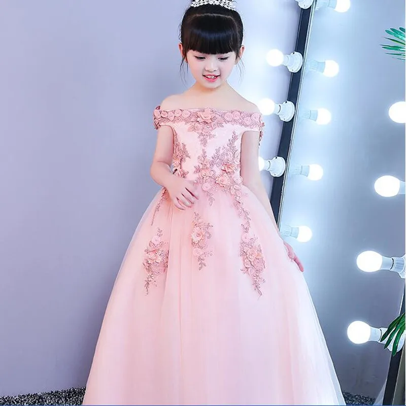 

CHCDMP Girls Shoulderless Wedding Dress Beaded Appliques Party Princess Birthday Dresses First Communion Gown Festive Costumes
