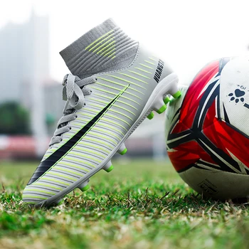

Soccer Shoes Men Football Boots Men Soccer Cleats Boots Long Spikes TF Spikes Ankle High Top Sneakers Soft Indoor Turf Futsal 33