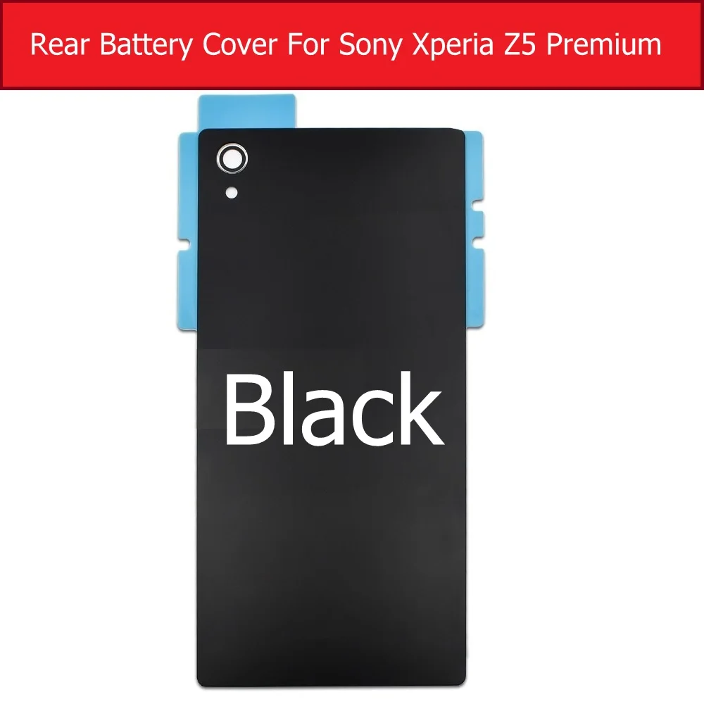 Задняя крышка батарейного отсека для sony Xperia Z5 Premium E6883 E6866 E6853 Daul Задняя стеклянная крышка чехол+ 1 пленка бесплатно - Цвет: Black