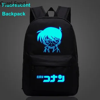 

New Fluorescent Luminous Anime Detective Conan Boy Girl School bag Women Bagpack Teenagers Schoolbags Canvas Student Backpacks