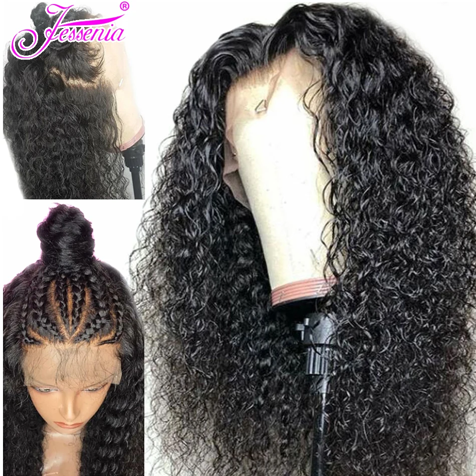 Water Wave 13*4 Lace Front Human Hair Wigs Pre Plucked Brazilian Human Hair Wigs 150% Density Remy Natural Color
