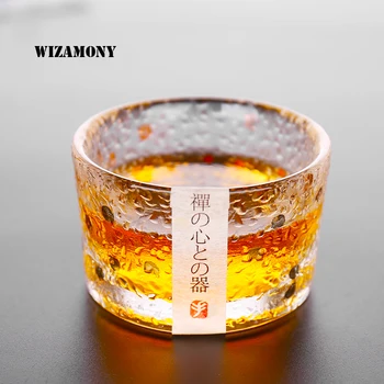

New Arrival!!WIZAMONY Lead Free Heat Resistant Bowl Kungfu Tea Set Japanese Type Gold Drawing Teacup Bowl