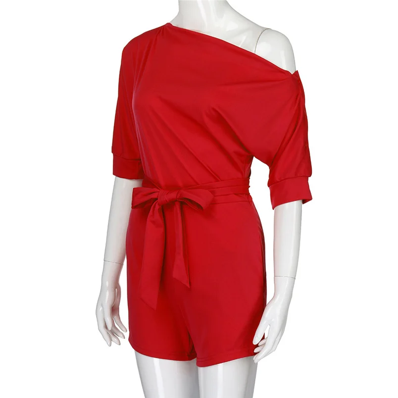 2018 Hot Sale Women's Summer Jumpsuit Sexy Off Shoulder Ruffle Short Romper Fashion Casual Party Jumpsuit  Rompers Holiday #J28 (17)