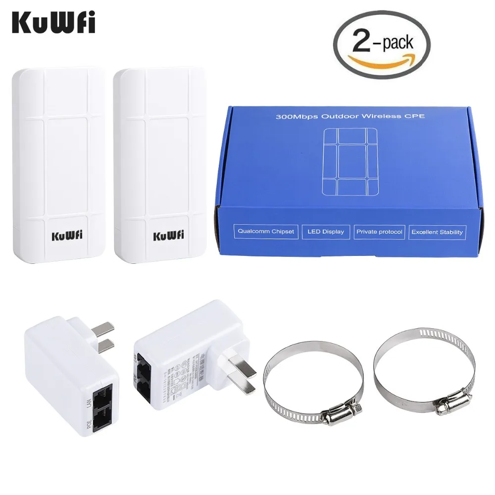 KuWFi 2 шт. 300 Мбит/с беспроводной роутер CPE открытый 1 км Wi Fi точка доступа WDS Wifi мост
