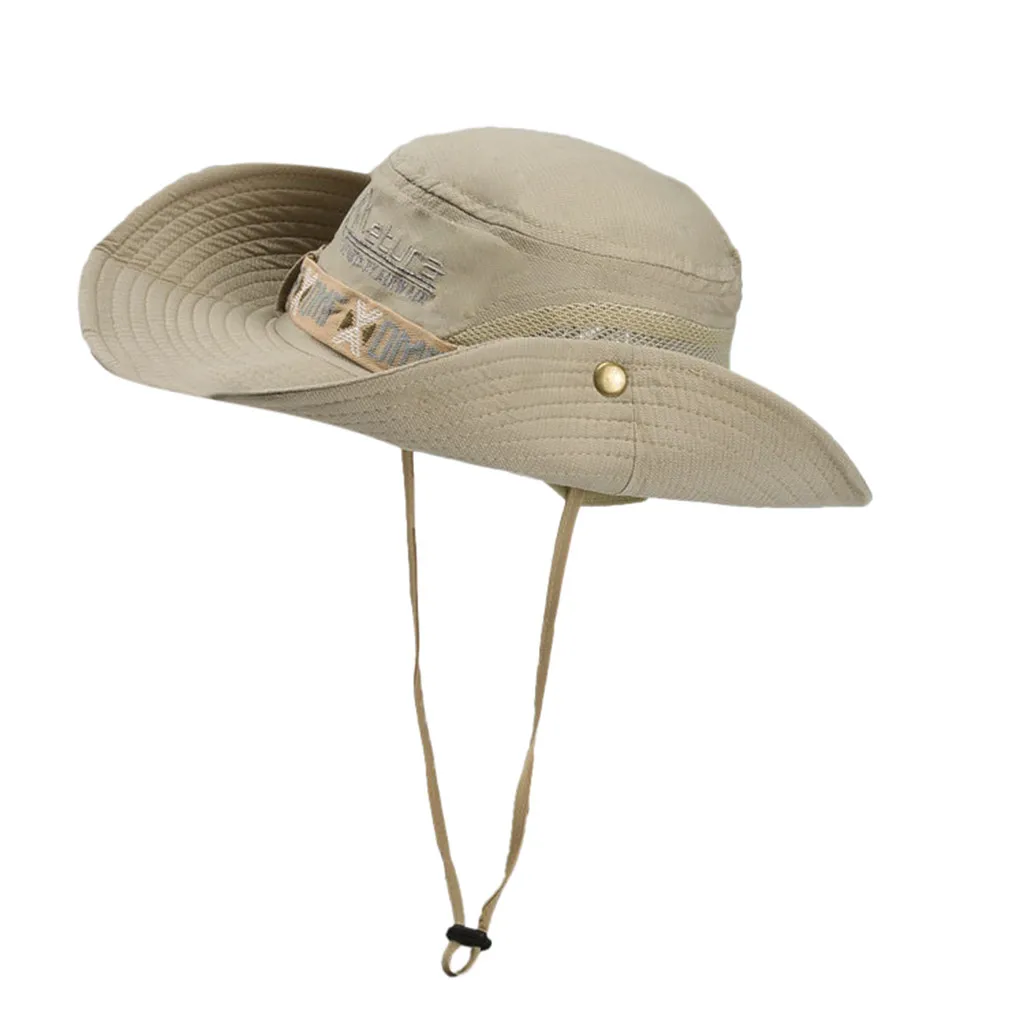 Military Waterproof Sun Hat Bucket Summer Men Women Fishing Hat Sun UV Protection Long Large Wide Brim Bob Hiking Outdoor s3 - Цвет: Хаки