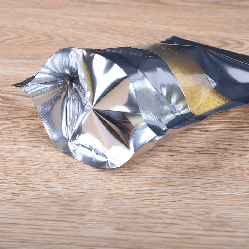 100 шт. Алюминий застежки молнии фольги мешки ziplock стоьте вверх сумки с прозрачным