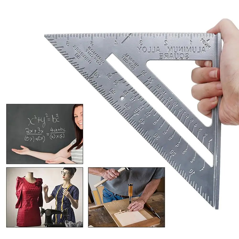 

7 Inch Aluminium Alloy Triangle Ruler For Woodworking Metric Inch 90 Degree 45 Degree Square Triangle Ruler