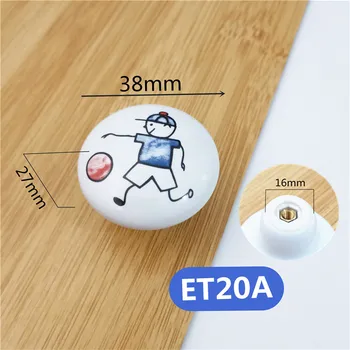 Cartoon Furniture Kids Ceramic Single Knobs Round Shape Wardrobe Kitchen Drawer Door Handle Modern Cabinet Pulls