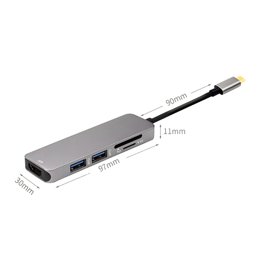 Pro 5 в 1 type C концентратор 4K HDMI выход 2 USB 3,0 порт SD/TF кард-ридер USB-C конвертер многопортовый адаптер для MacBook Chromebook