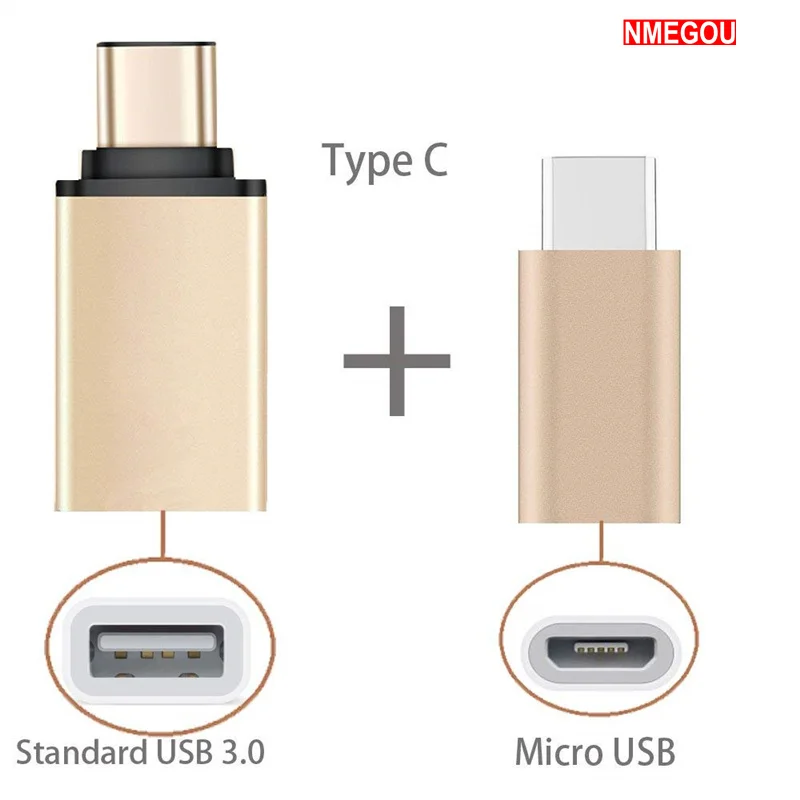Адаптер 2 в 1 Type C к USB OTG переходник Micro для Samsung Galaxy S8 S9 Plus Note 8 Asus Zenfone 5z 5