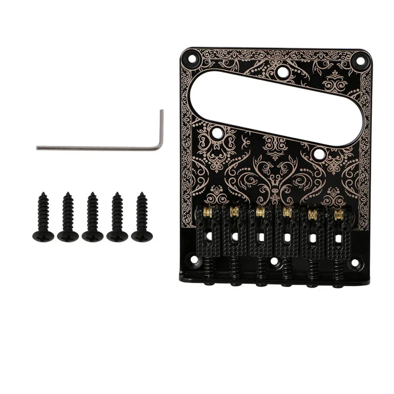 

1set Black 6 Saddle Guitar Bridge For TL Electric Guitar With Decorative Pattern