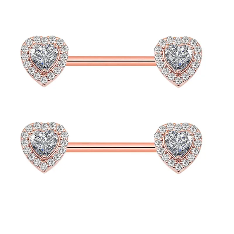 1Pair New Clear Zircon Heart Nipple Rings Cover Piercing Body Jewelry Nipple Bar Ring Barbell Nipple Pircing Mamilo Sexy Women - Image 3