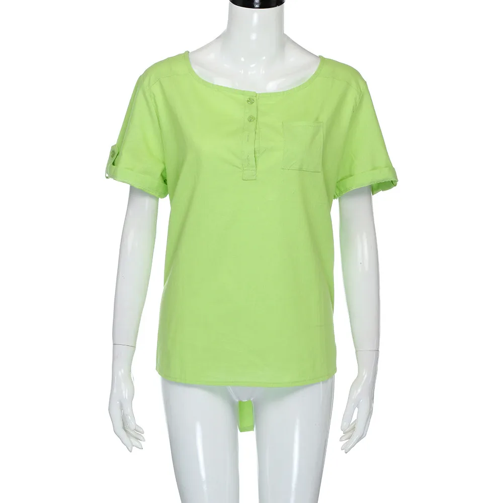 Las mujeres Tops Casual de verano de manga corta Camisa de algodón de verano de lino blusa Tops Ropa de Mujer # F Las mujeres Tops Casual de verano de manga corta Camisa de algodón de verano de lino blusa Tops Ropa de Mujer # F