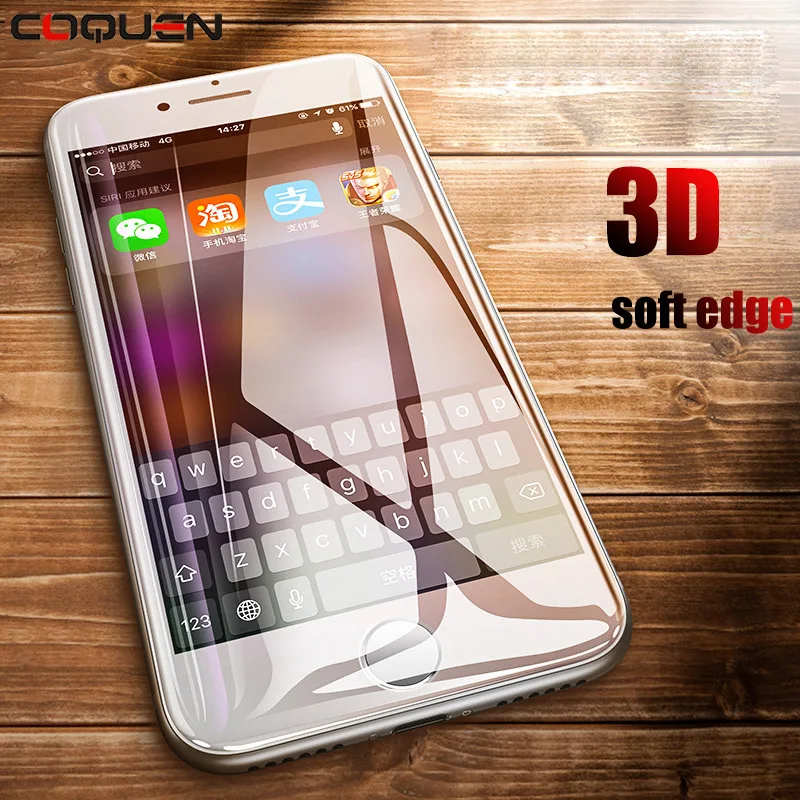COQUEN 3D изогнутый край Полное покрытие протектор экрана для iPhone 7 8 6 S Plus 9 H