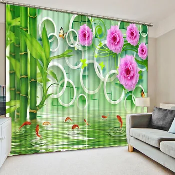 

3d curtains Flower european style blackout 3D window curtains for living room bedroom Customized size stereoscopic 3d cortinas