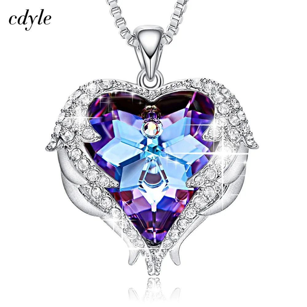 

Cdyle Crystals from Swarovski Necklaces Women Pendants Heart Shaped Blue Purple Fashion Jewelry Austrian Rhinestone Vintage Male