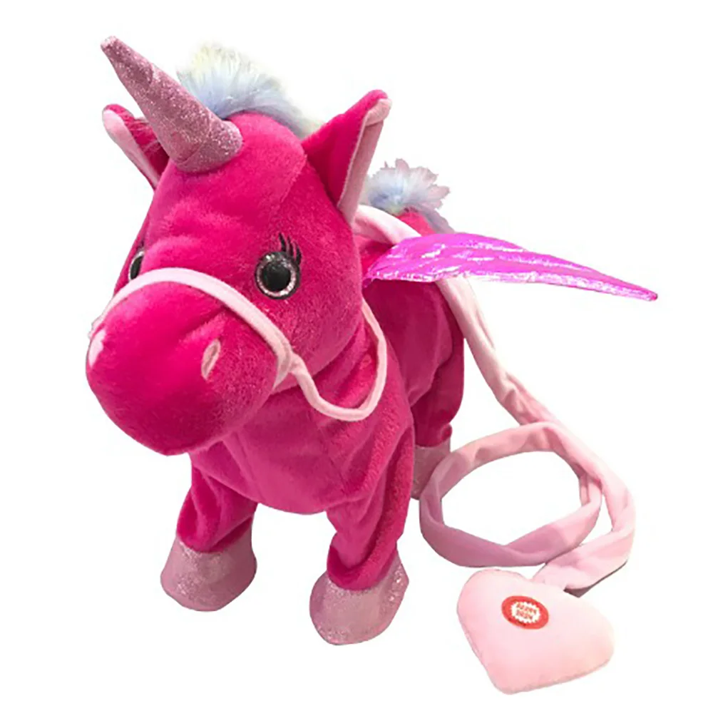 Электрический ходячий и Поющий единорог, плюшевая игрушка, плюшевое животное, Pegasus, пони, игрушки 35 см, музыкальный единорог, игрушка для детей, рождественские подарки - Цвет: Red