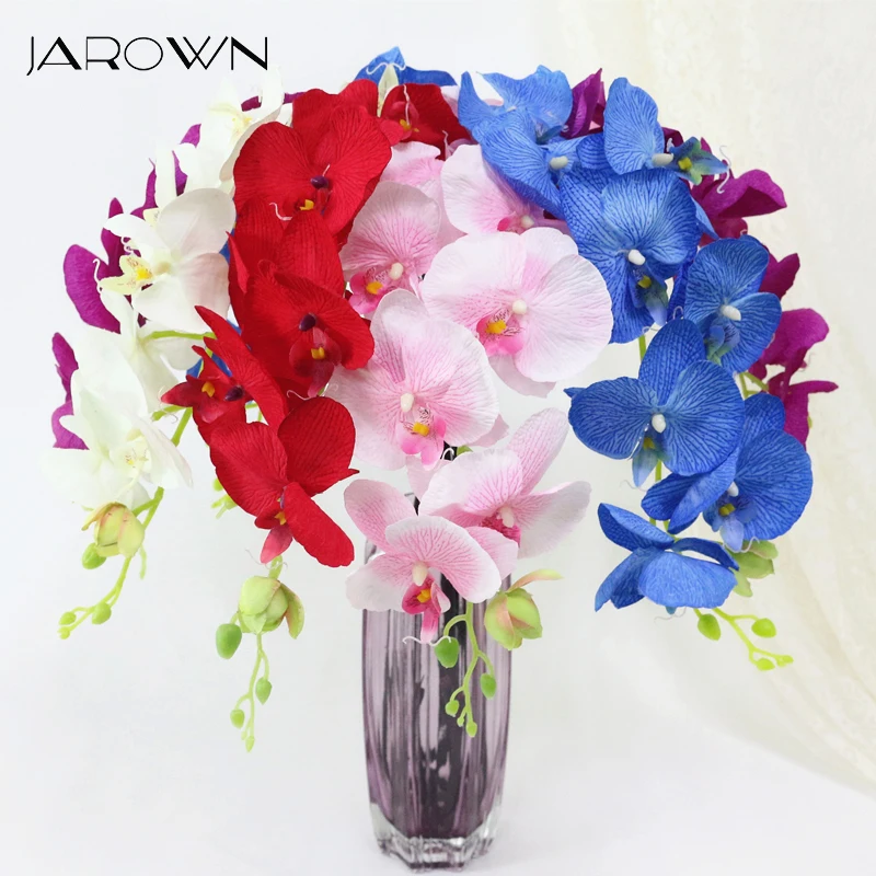 JAROWN Artificial Silk Orchid Flower Simulation 8 Heads Butterfly Orchid Flower For Wedding Decoration Flores Home Office Decor